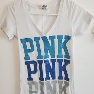 White v neck with blue bling